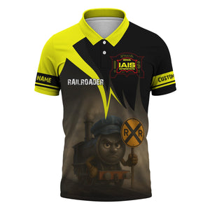 Railspirit Personalized Iowa Interstate Railroad Polo Shirt Angry Train IAIS Polo Shirt Gift Idea For Train Lover