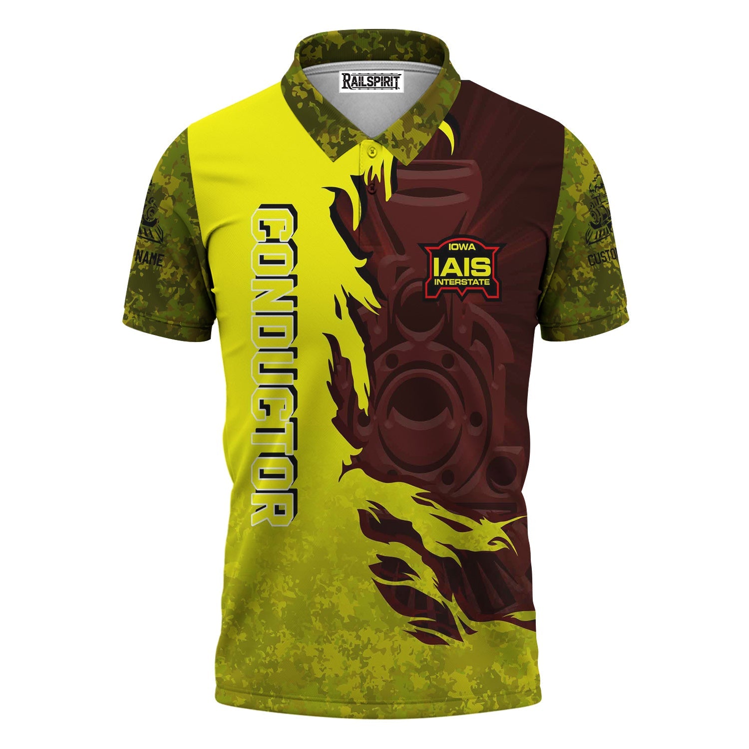 Railspirit Personalized Iowa Interstate Railroad Polo Shirt Blazing Style with Custom Position IAIS Train Shirt
