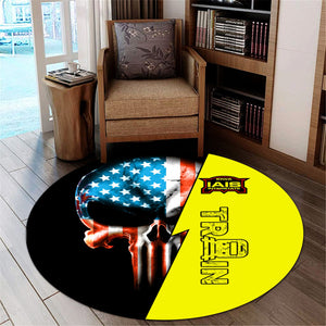 Railspirit Iowa Interstate Railroad Round Mat Train Skull American Flag Style IAIS Mat All Over Print