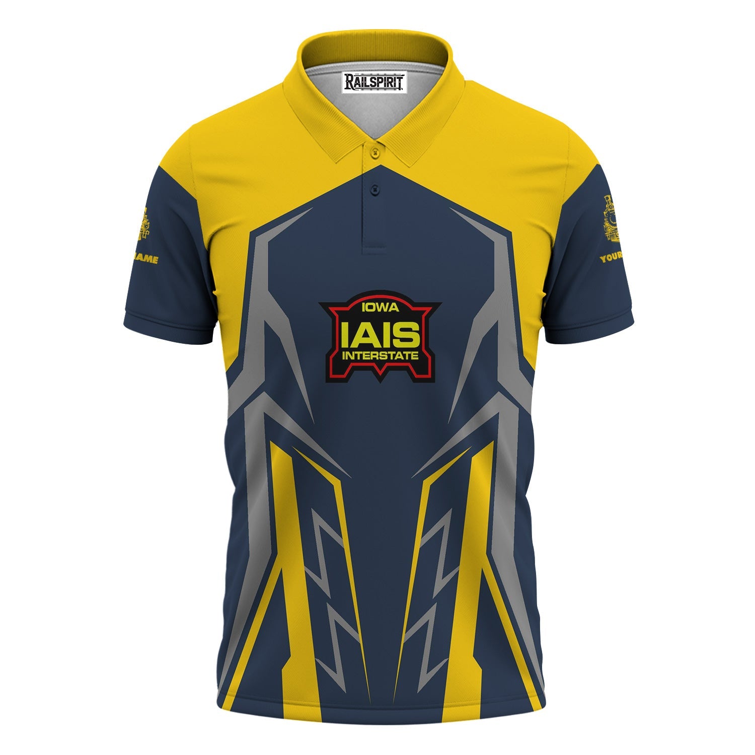 Railspirit Personalized Iowa Interstate Railroad Polo Shirt Futuristic Design with Custom Job IAIS Train Shirt