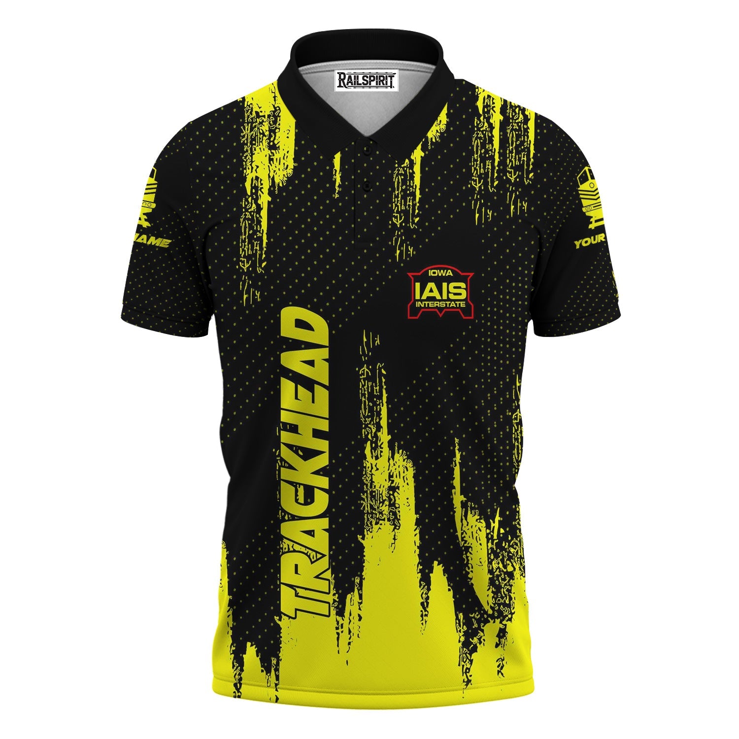 Railspirit Personalized Iowa Interstate Railroad Polo Shirt Paint Impact Design IAIS Train Shirt for Trackhead