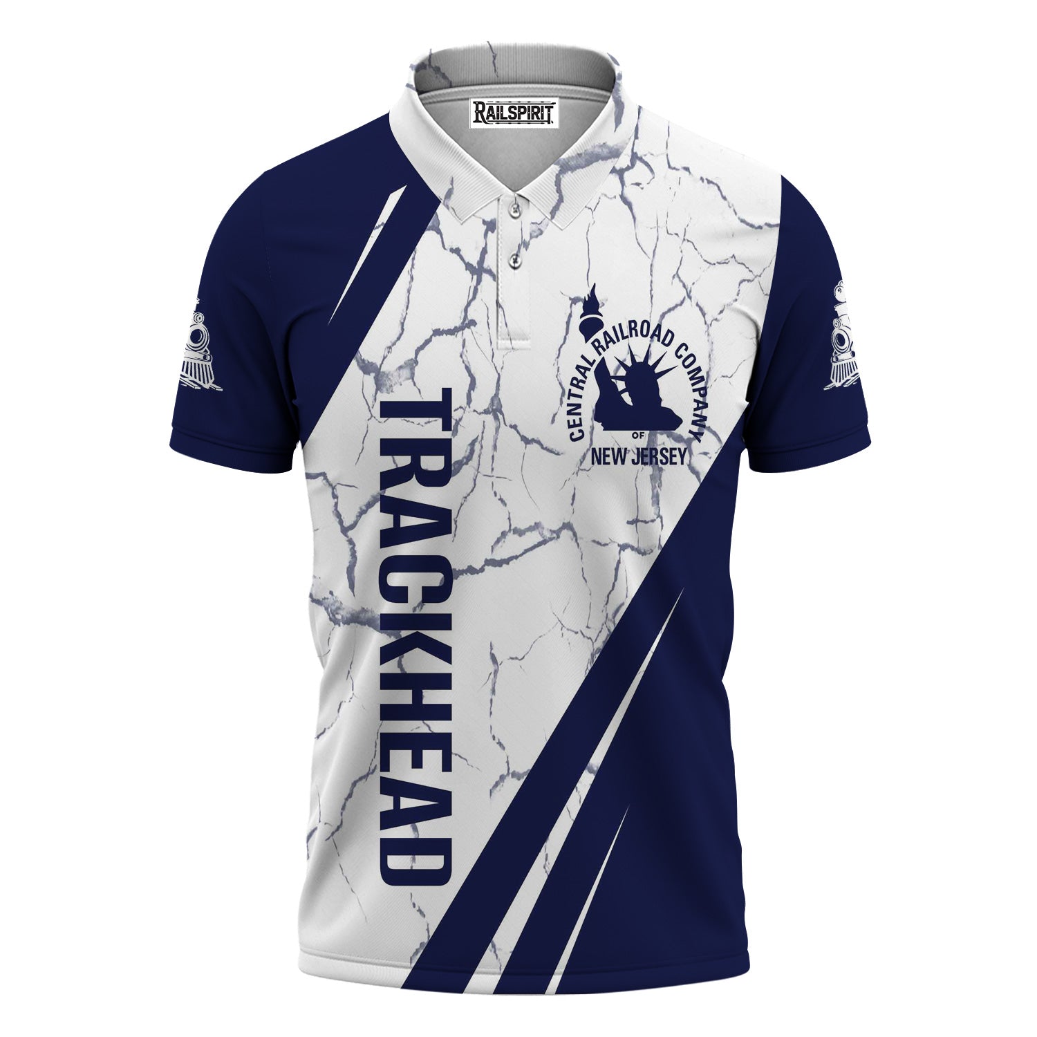 Railspirit Personalized Jersey Central Railroad Polo Shirt Crackle Texture Style CNJ Train Shirt For Trackhead