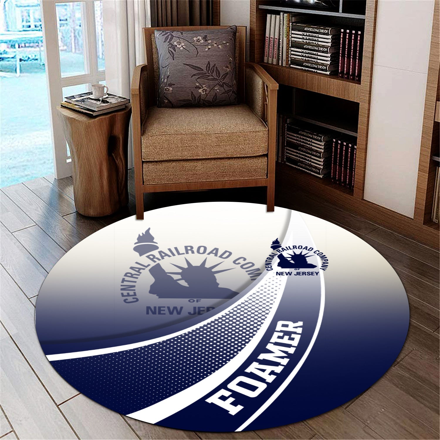Railspirit Jersey Central Railroad Round Mat Railway-Themed Style Mat Gift Idea For Trainspotter