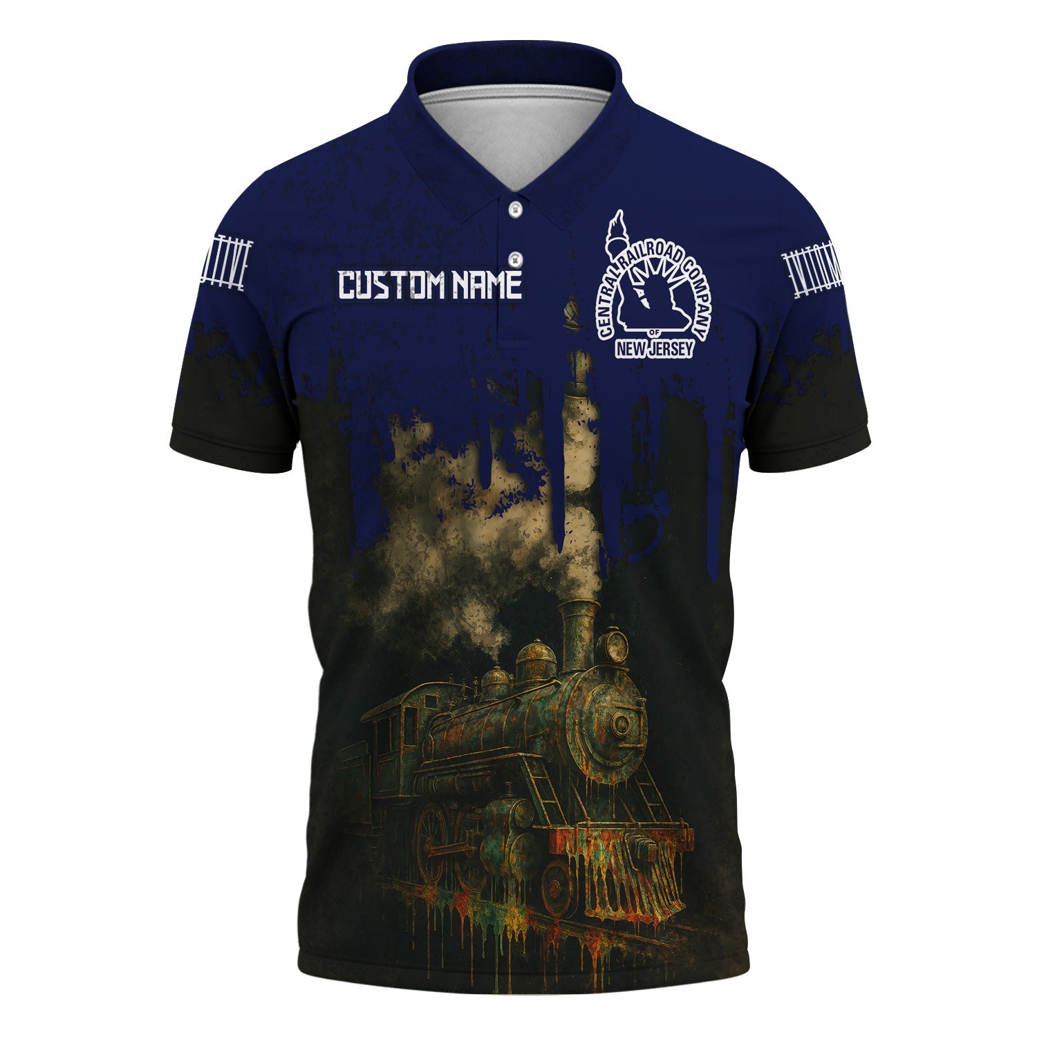Railspirit Personalized Jersey Central Railroad Polo Shirt Vintage Train Art Style Shirt For Locomotive Fans