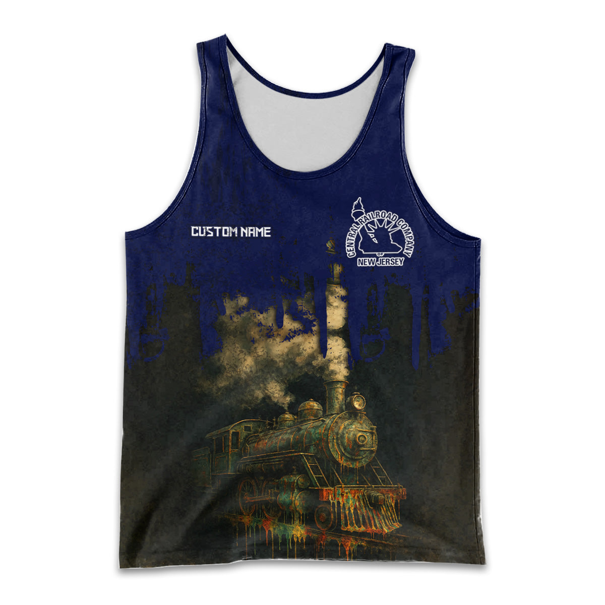Railspirit Personalized CNJ Jersey Central Railroad Men Tank Top Vintage Train Art Style Shirt For Locomotive Fans