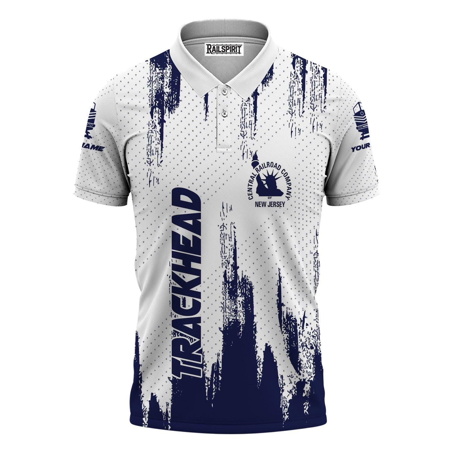 Railspirit Personalized Jersey Central Railroad Polo Shirt Paint Impact Design CNJ Train Shirt for Trackhead