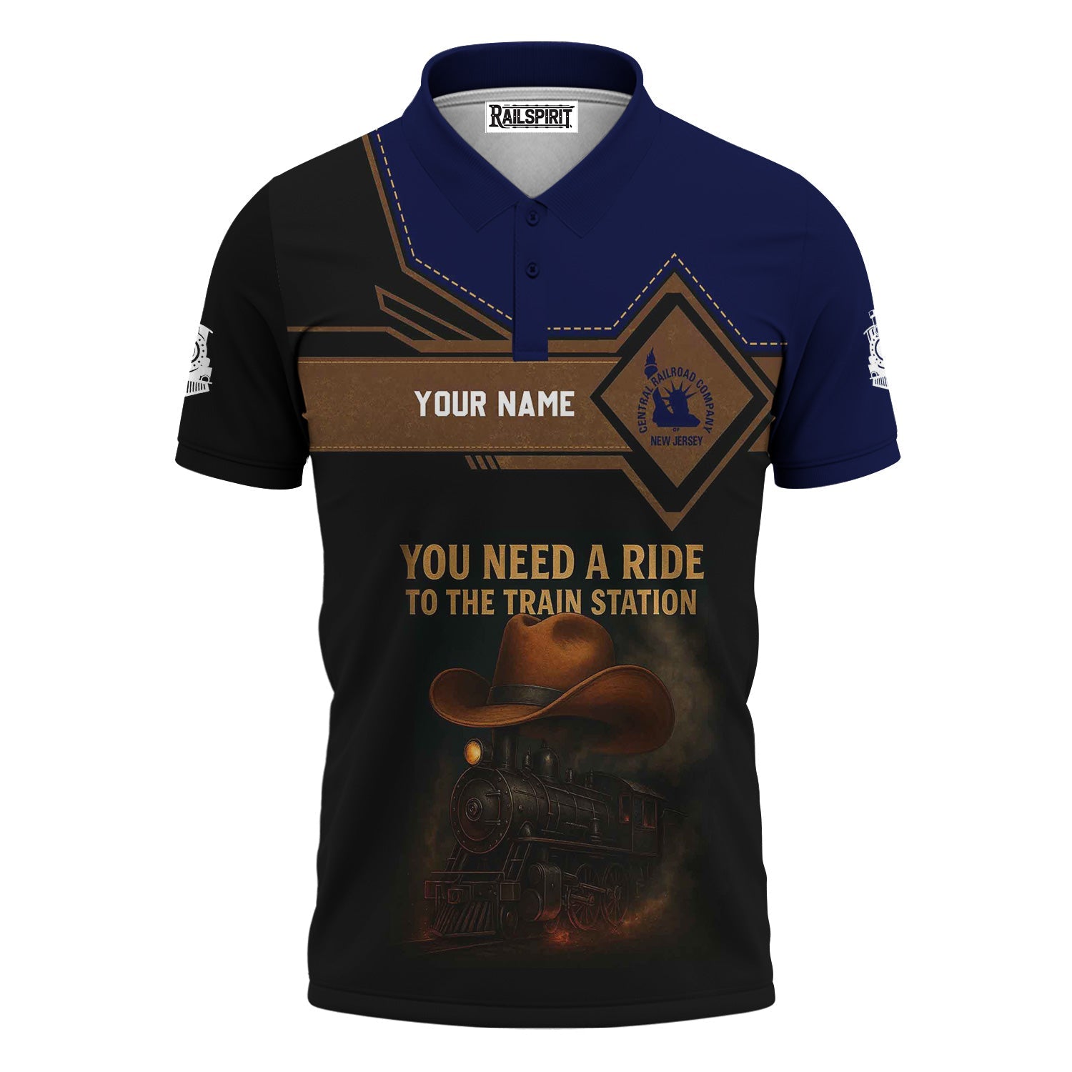 Railspirit Personalized Jersey Central Railroad Polo Shirt You Need A Ride To The Train Station CNJ Shirt For Train Lovers