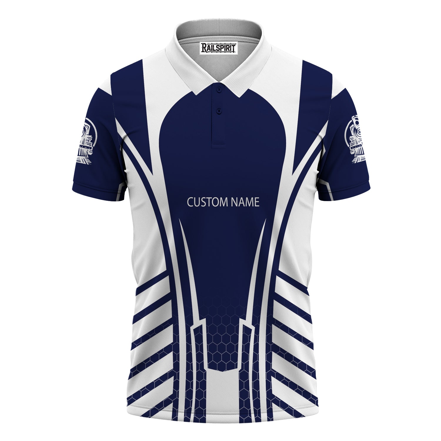 Railspirit Personalized Jersey Central Railroad Polo Shirt Striped Railroad Style CNJ Train Shirt All Over Print