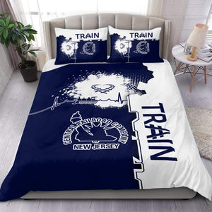 Railspirit Jersey Central Railroad Bedding Set Engine Heartbeat and Track Love Style Bedding Set Gift Idea For Train Lovers