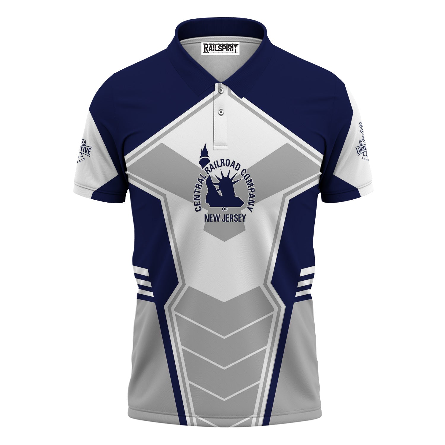 Railspirit Personalized Jersey Central Railroad Polo Shirt Engine-Inspired Style CNJ Train Shirt for Railroad Fanatic