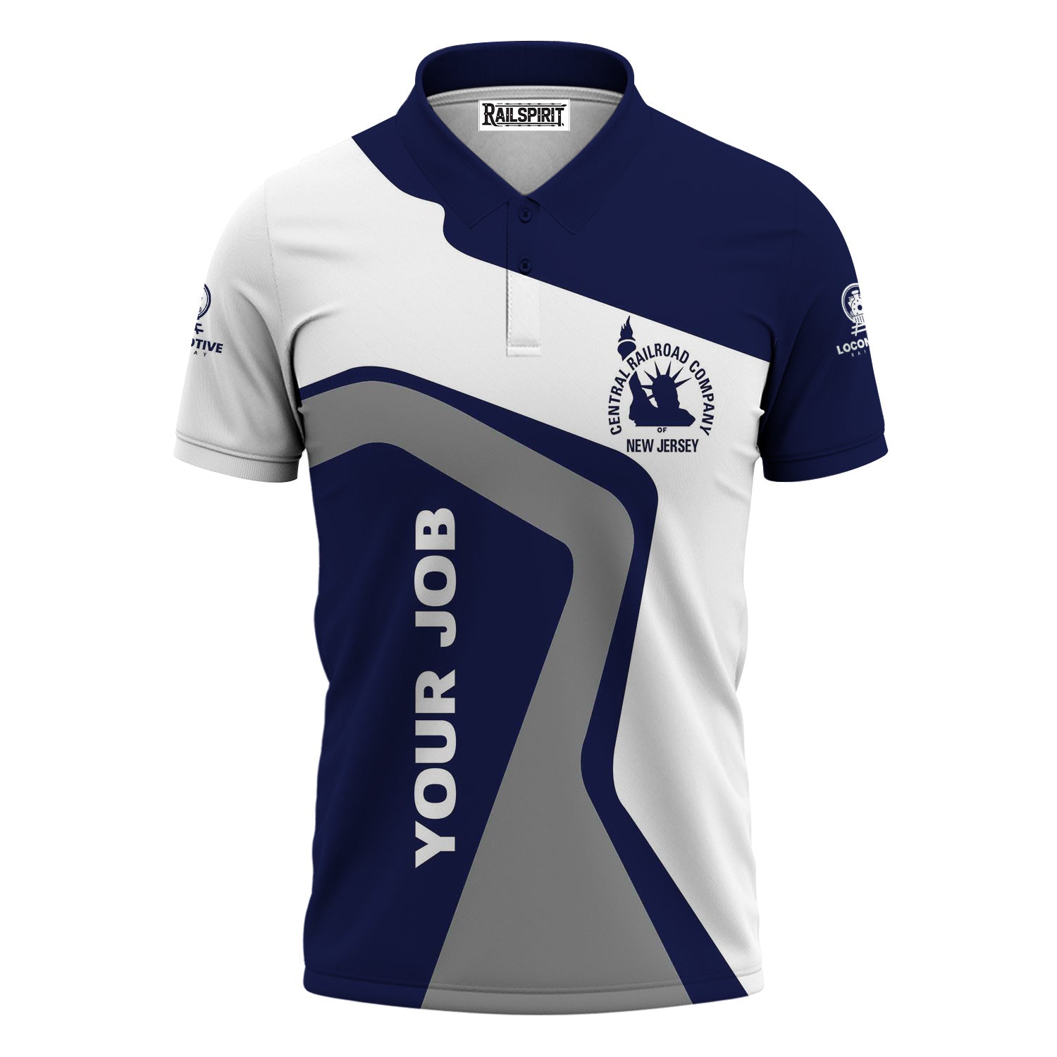 Railspirit Personalized Jersey Central Railroad Polo Shirt Unique Design with Custom Job Position CNJ Train Shirt