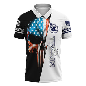 Railspirit Personalized Jersey Central Railroad Polo Shirt Train Skull American Flag Shirt All Over Print