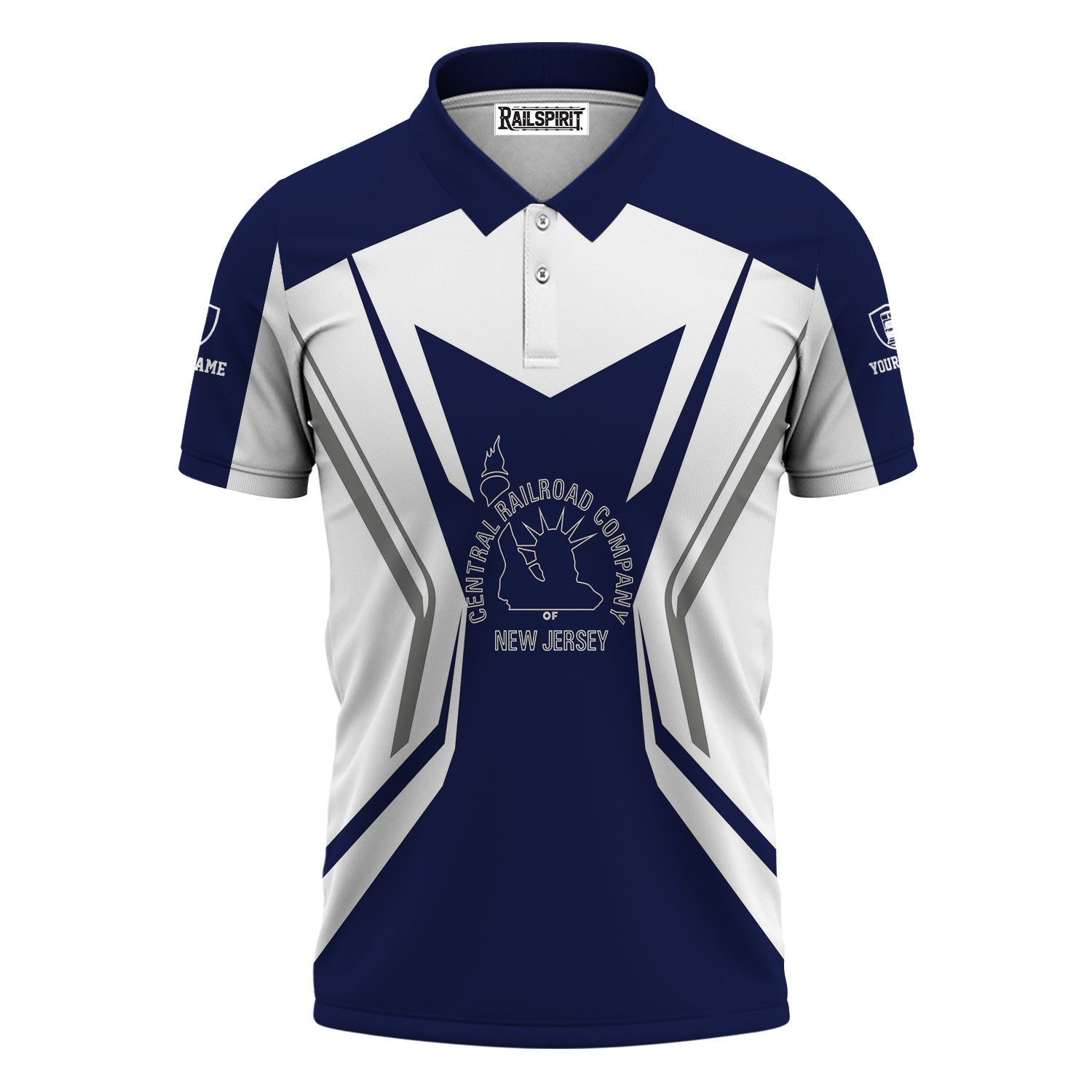 Railspirit Personalized Jersey Central Railroad Polo Shirt Unique Style with Custom Job CNJ Train Shirt