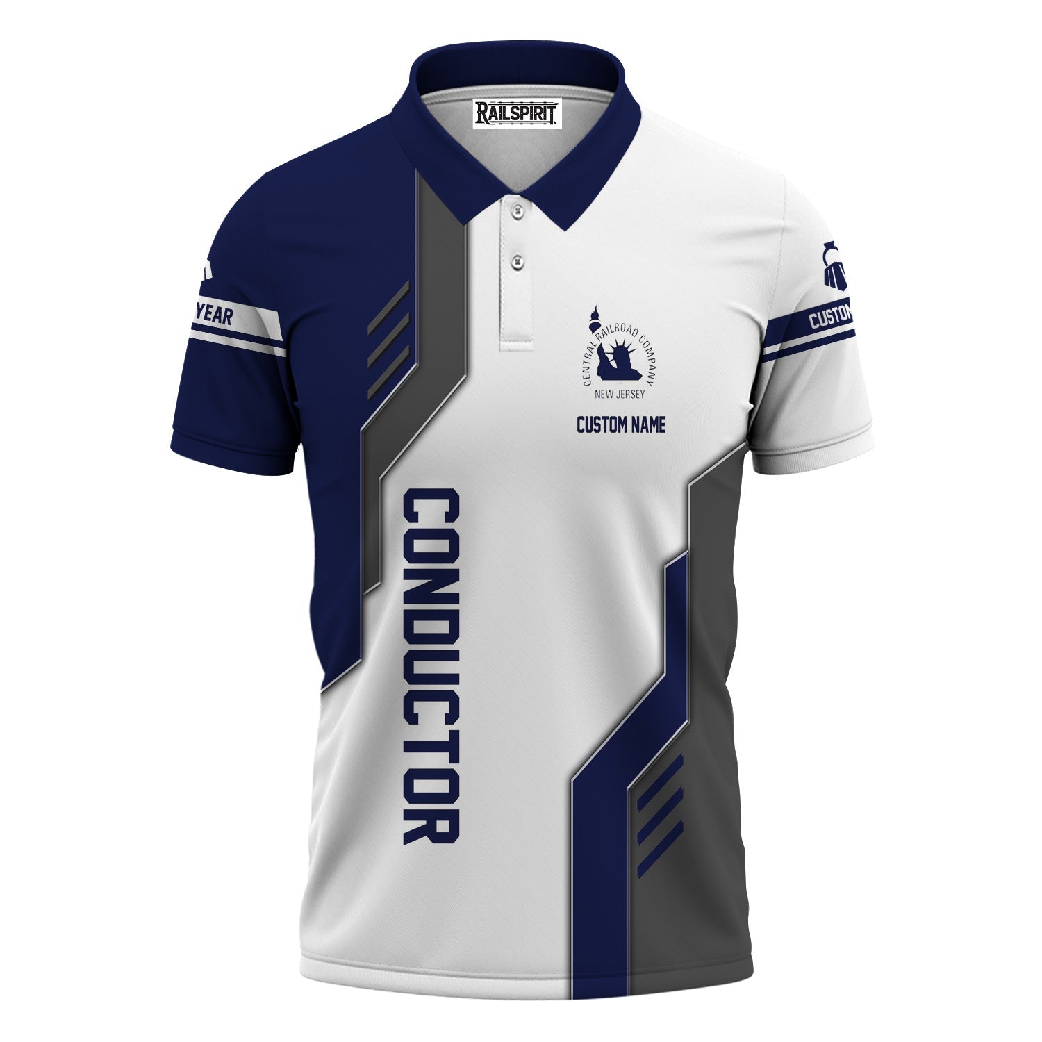 Railspirit Personalized Jersey Central Railroad Polo Shirt Unique Railway Style with Custom Job CNJ Train Shirt