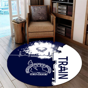 Railspirit Jersey Central Railroad Round Mat Engine Heartbeat and Track Love Style Mat Gift Idea For Train Lovers