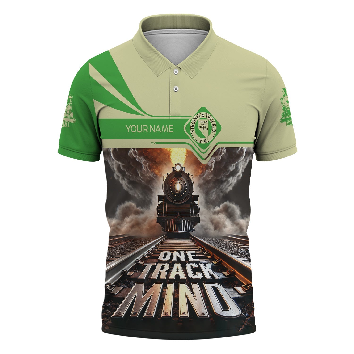 Railspirit Personalized Virginia & Truckee Railroad Polo Shirt One Track Mind Train Printed Shirt