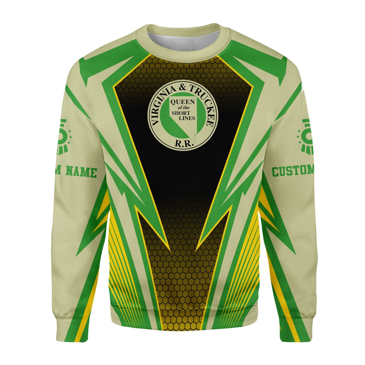 Railspirit Personalized Virginia & Truckee Railroad Sweatshirt Lightning Graphic Style Shirt Gift Idea For Train Lover