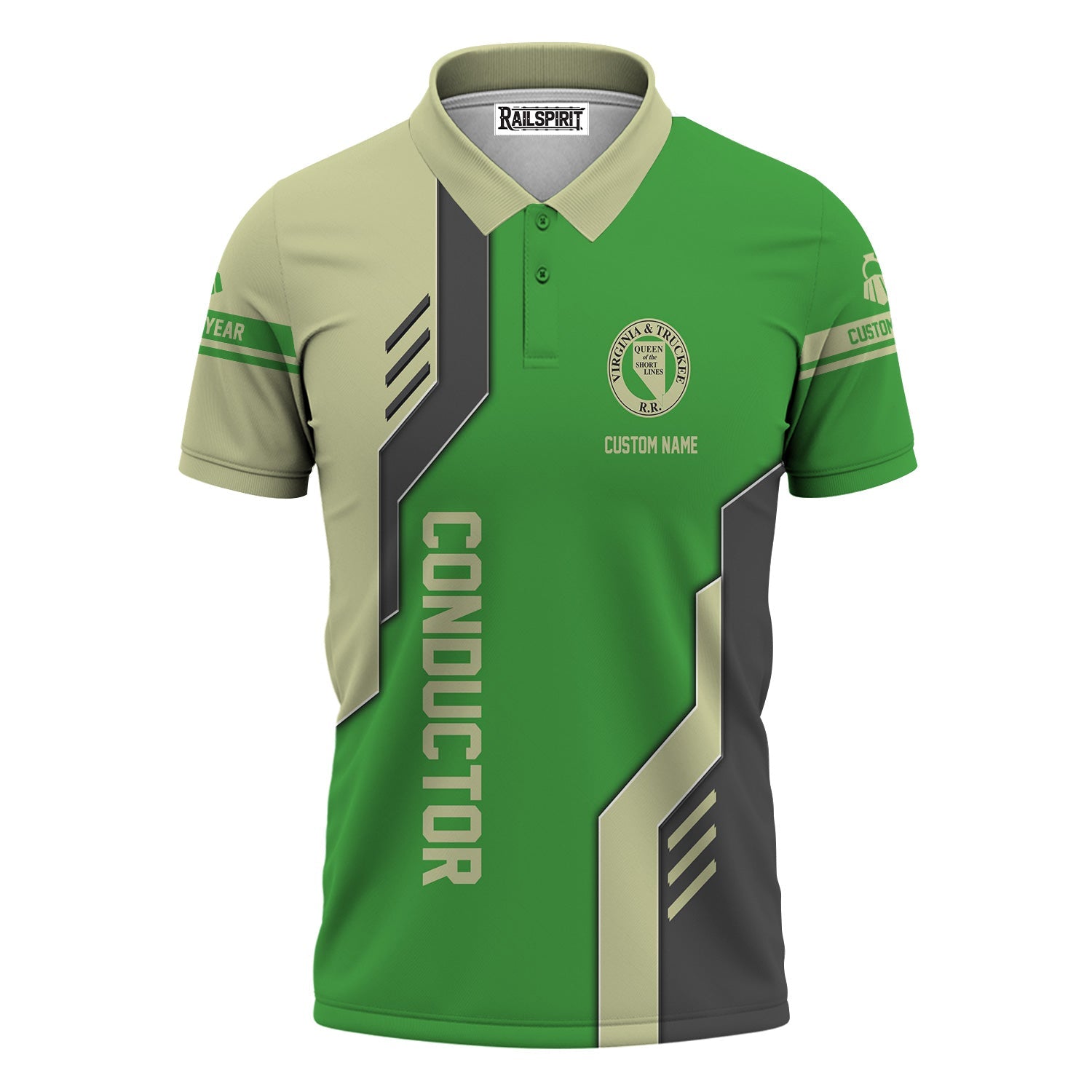 Railspirit Personalized Virginia & Truckee Railroad Polo Shirt Unique Railway Style with Custom Job Train Shirt