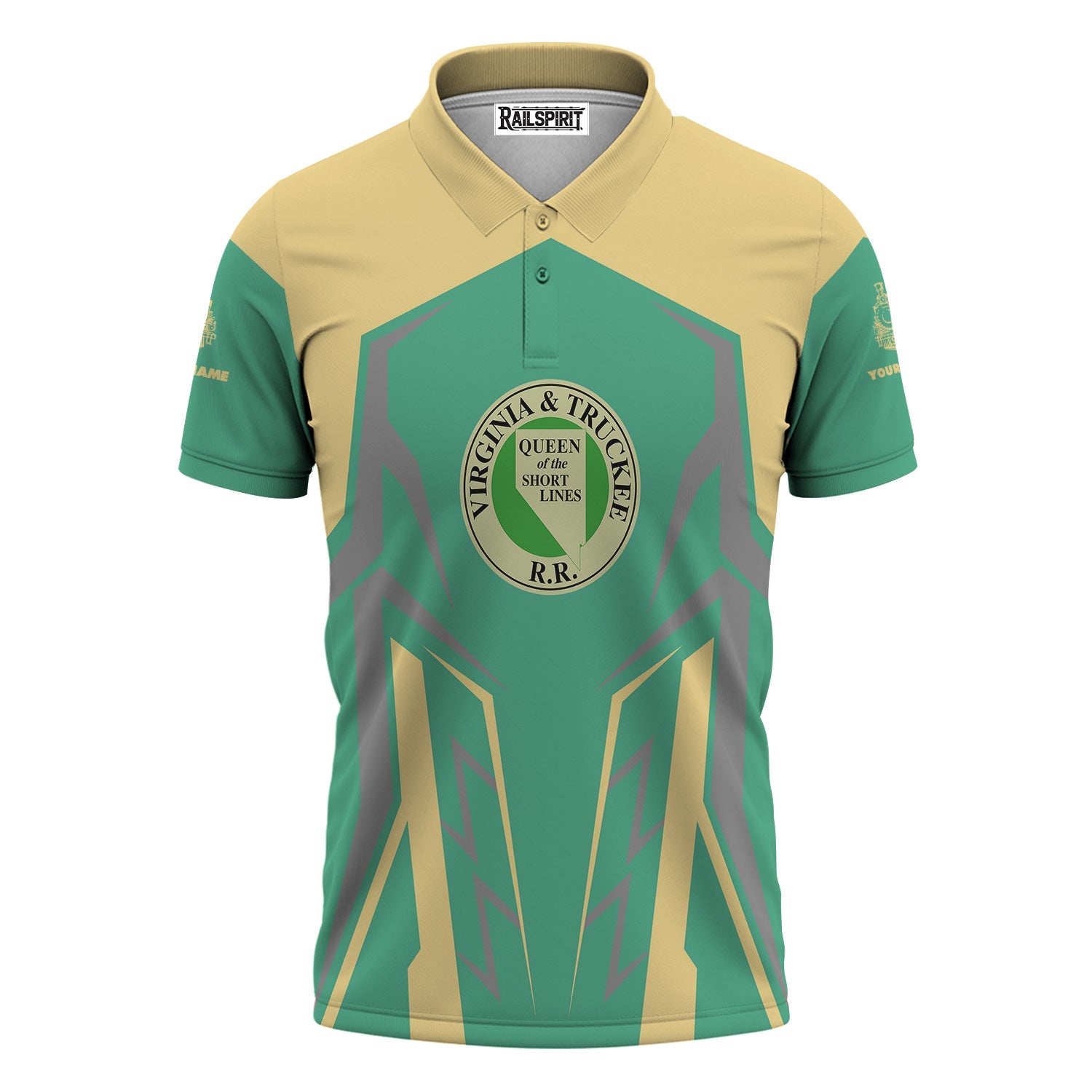 Railspirit Personalized Virginia & Truckee Railroad Polo Shirt Futuristic Design with Custom Job Train Shirt