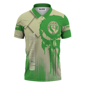 Railspirit Personalized Virginia & Truckee Railroad Polo Shirt Skull Design with Custom Job Train Shirt for Trackhead Crew