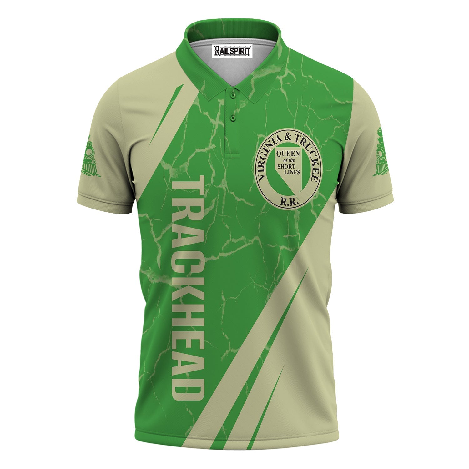 Railspirit Personalized Virginia & Truckee Railroad Polo Shirt Crackle Texture Style Train Shirt For Trackhead