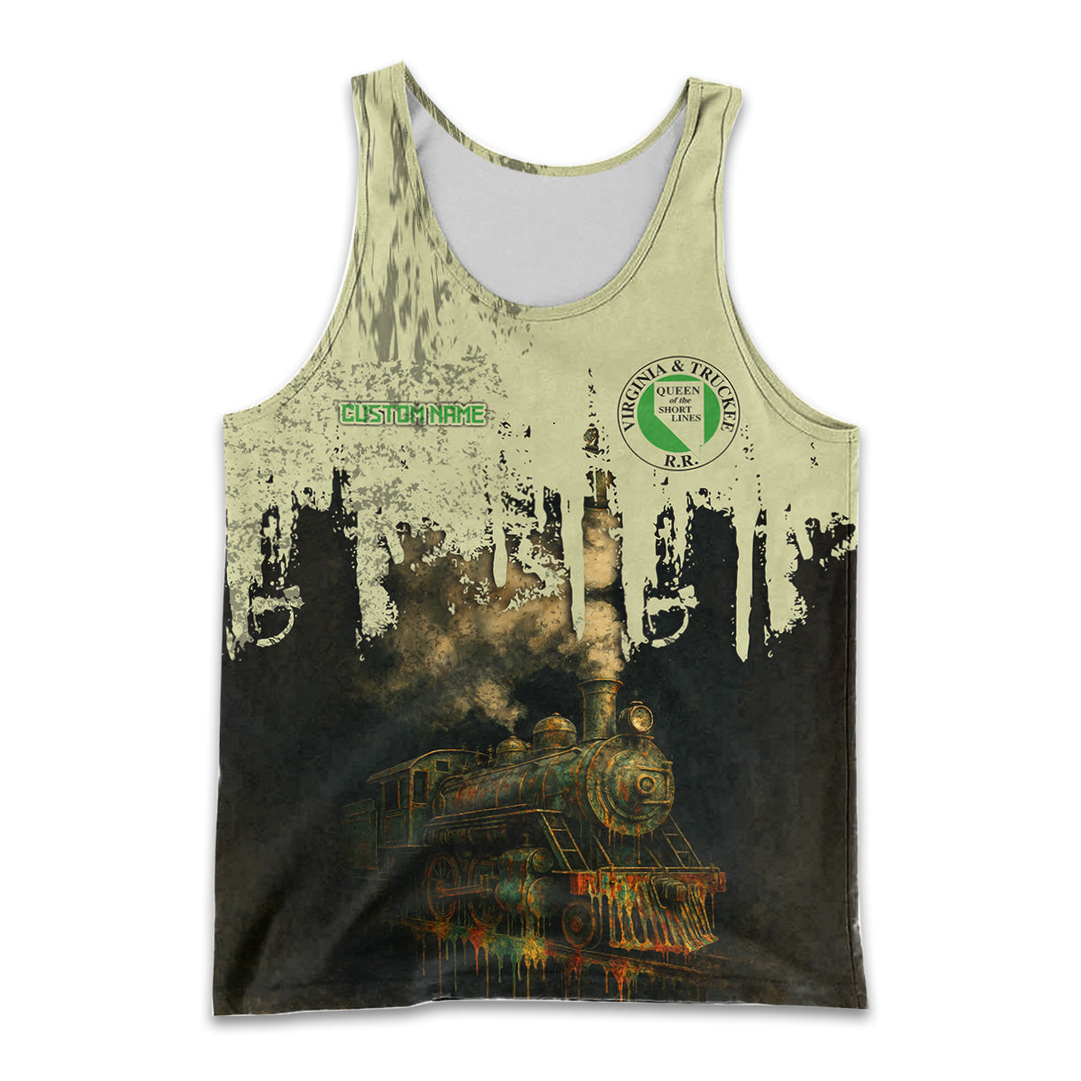 Railspirit Personalized Virginia & Truckee Railroad Men Tank Top Vintage Train Art Style Shirt For Locomotive Fans