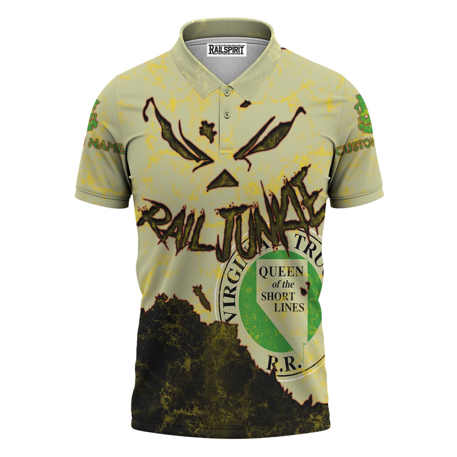 Railspirit Personalized Virginia & Truckee Railroad Polo Shirt Torn Graphic Style Train Shirt For Rail Junkie