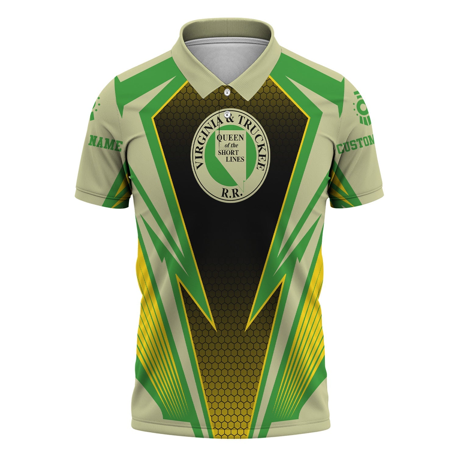 Railspirit Personalized Virginia & Truckee Railroad Polo Shirt Lightning Graphic Style Shirt Gift Idea For Train Lover