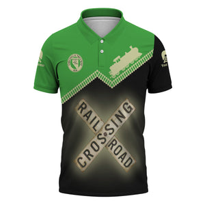 Railspirit Personalized Virginia & Truckee Railroad Polo Shirt Railroad Crossing Printed Train Track Shirt