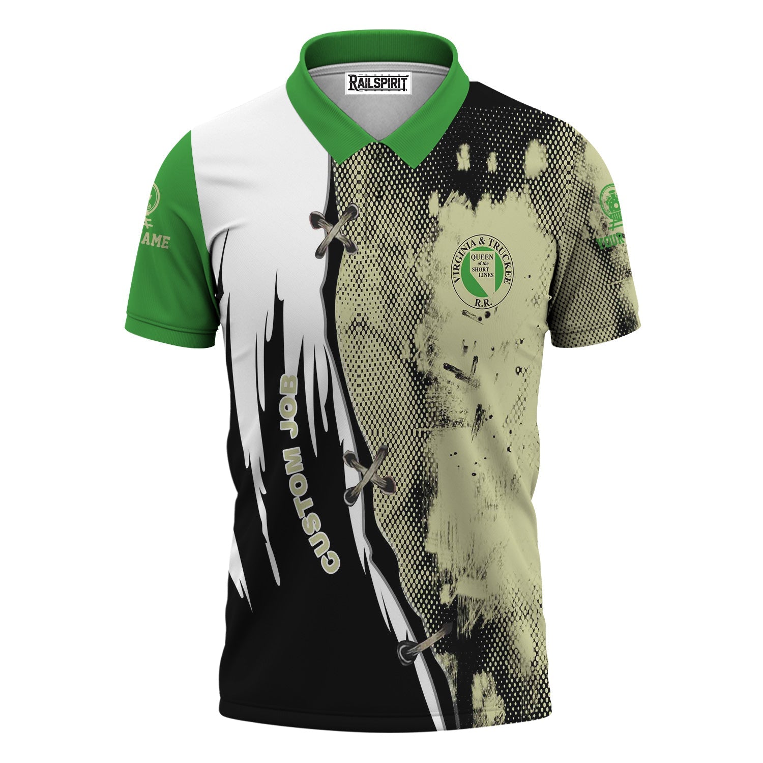Railspirit Personalized Virginia & Truckee Railroad Polo Shirt Retro Stitches Design with Custom Position Train Shirt
