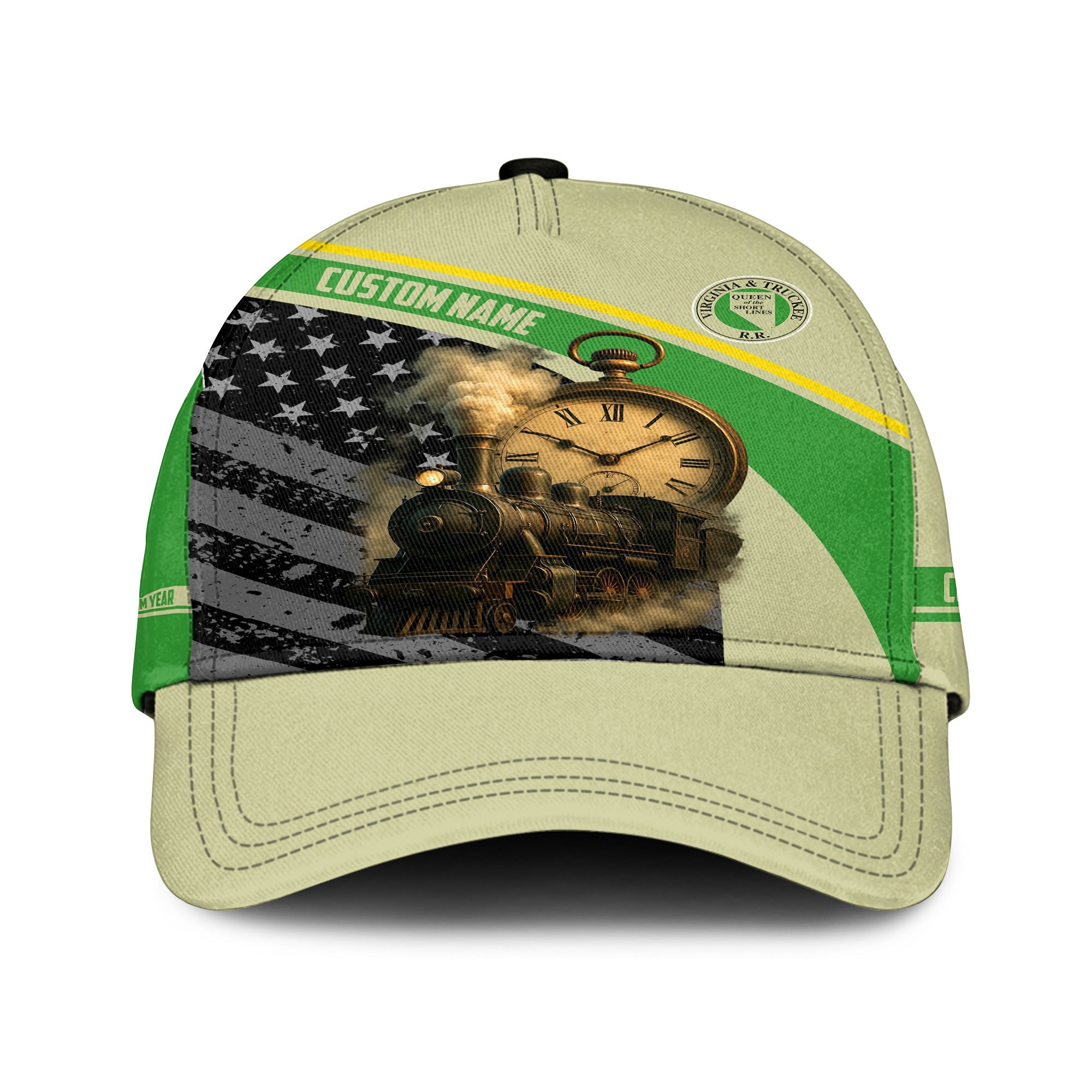 Railspirit Personalized Virginia & Truckee Railroad Classic Cap Classic Steam Engine With Retro Pocket Watch Cap All Over Print