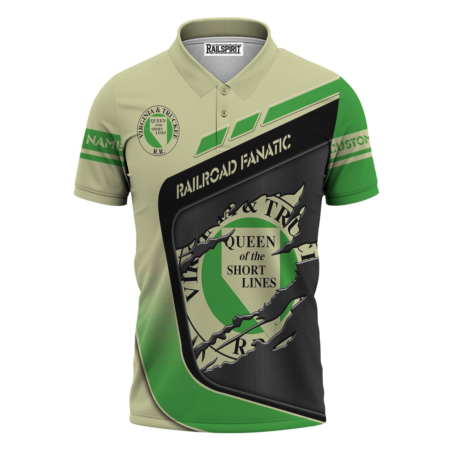 Railspirit Personalized Virginia & Truckee Railroad Polo Shirt Ripped Texture Style Train Shirt For Railroad Fanatic