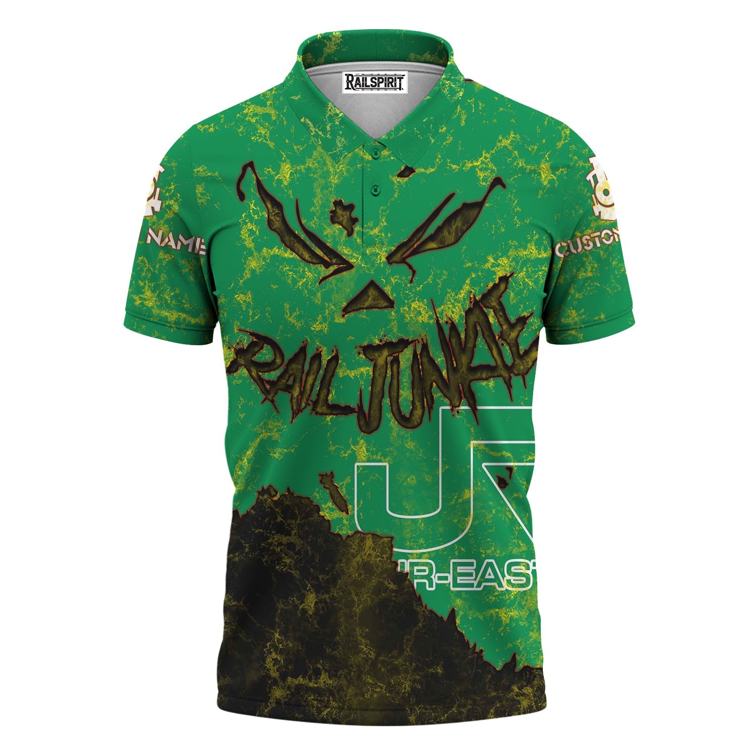 Railspirit Personalized East Japan Railway Polo Shirt Torn Graphic Style JR-EAST Train Shirt For Rail Junkie
