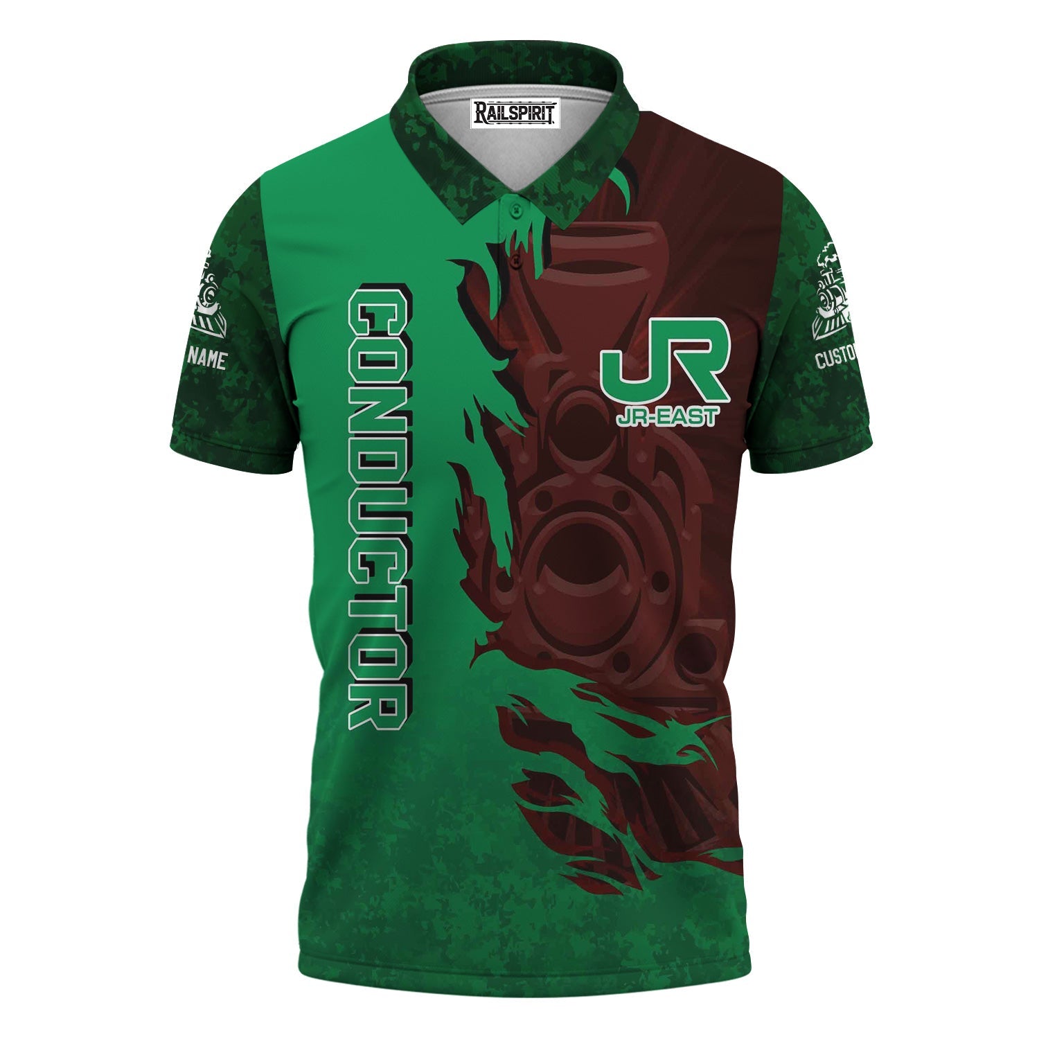 Railspirit Personalized East Japan Railway Polo Shirt Blazing Style with Custom Position JR-EAST Train Shirt