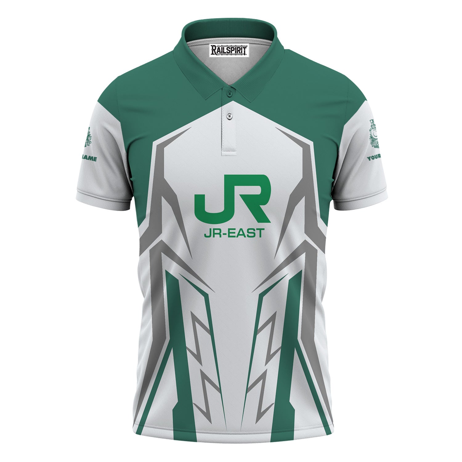 Railspirit Personalized East Japan Railway Polo Shirt Futuristic Design with Custom Job JR-EAST Train Shirt