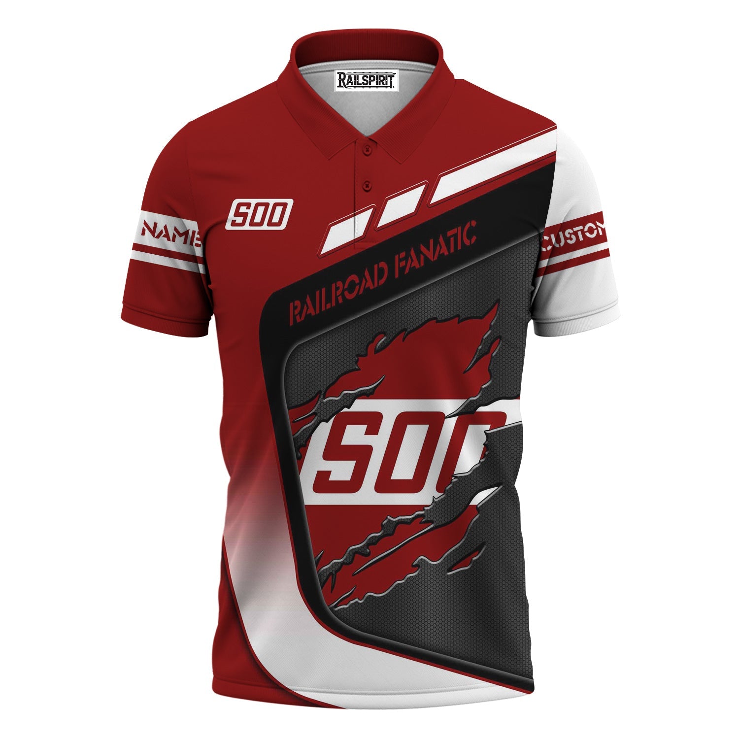 Railspirit Personalized Soo Line Railroad Polo Shirt Ripped Texture Style Train Shirt For Railroad Fanatic