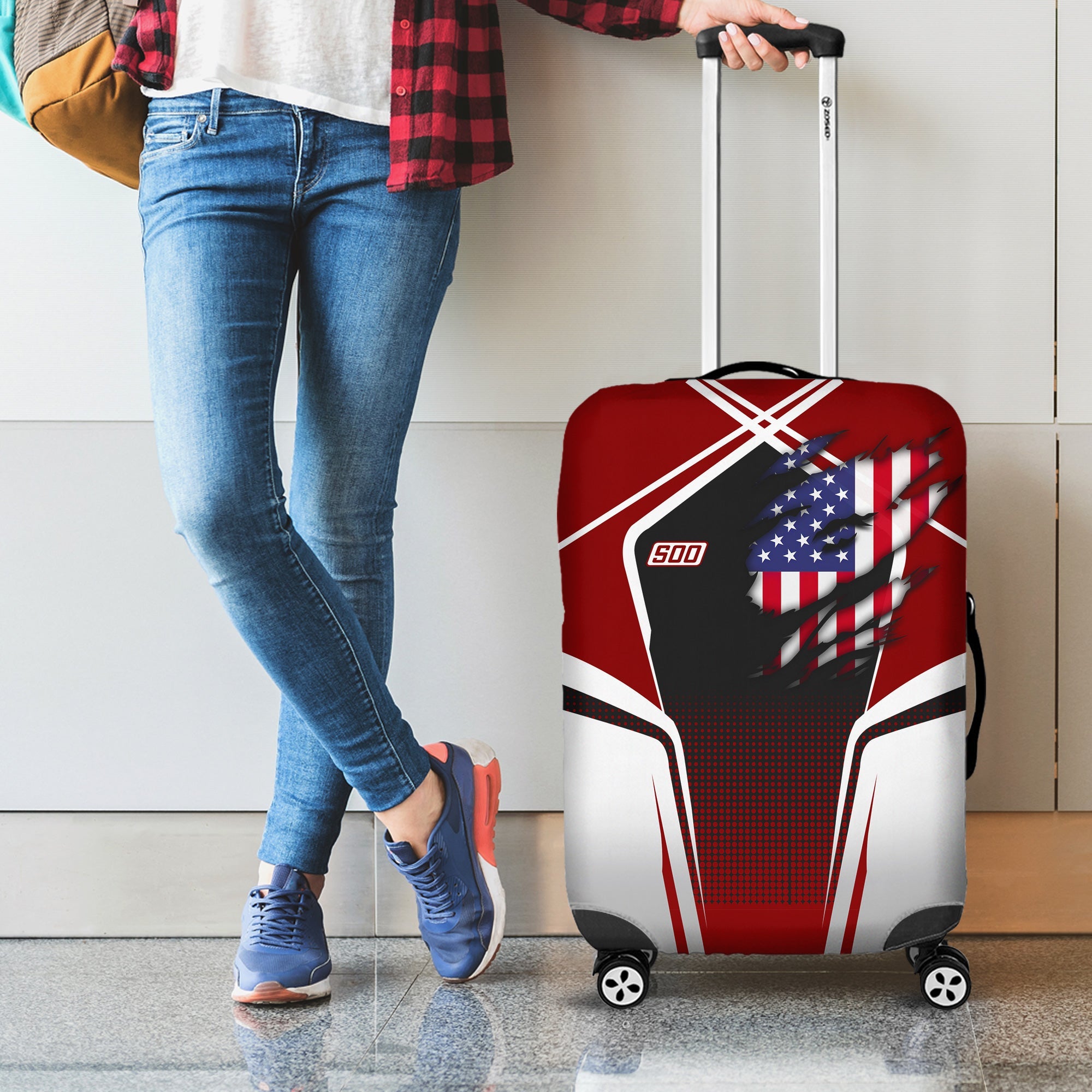 Railspirit Personalized Soo Line Railroad Luggage Cover American Eagle Vintage Train Luggage Protection