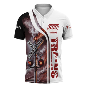 Railspirit Personalized Soo Line Railroad Polo Shirt Crossing Railroad Sign American Locomotive Train Shirt All Over Print