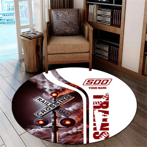 Railspirit Personalized Soo Line Railroad Round Mat Railroad Crossing Sign Mat All Over Print