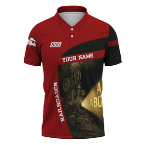 Railspirit Personalized Soo Line Railroad Polo Shirt All Aboard Steam Train Movie Projector Style Shirt