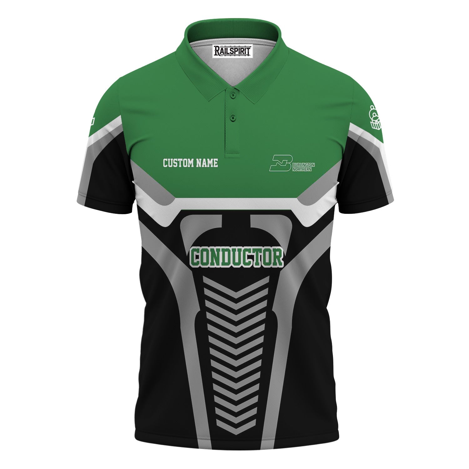 Railspirit Personalized Burlington Northern Railroad Polo Shirt Track-Inspired with Custom Job Position  Train Shirt