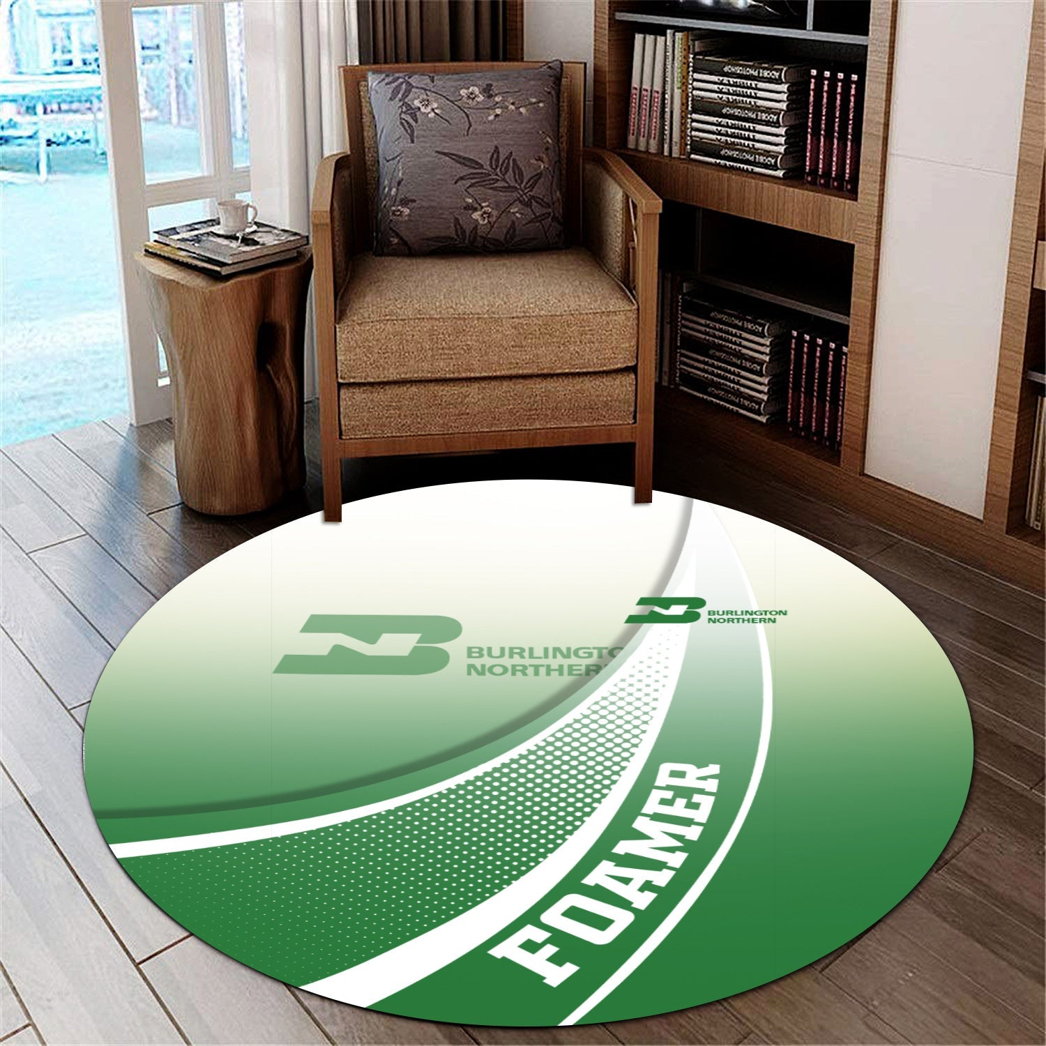 Railspirit Burlington Northern Railroad Round Mat Railway-Themed Style Mat Gift Idea For Trainspotter