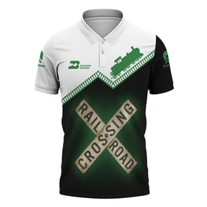Railspirit Personalized Burlington Northern Railroad Polo Shirt Railroad Crossing Printed Train Track Shirt