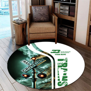 Railspirit Personalized Burlington Northern Railroad Round Mat Railroad Crossing Sign Mat All Over Print