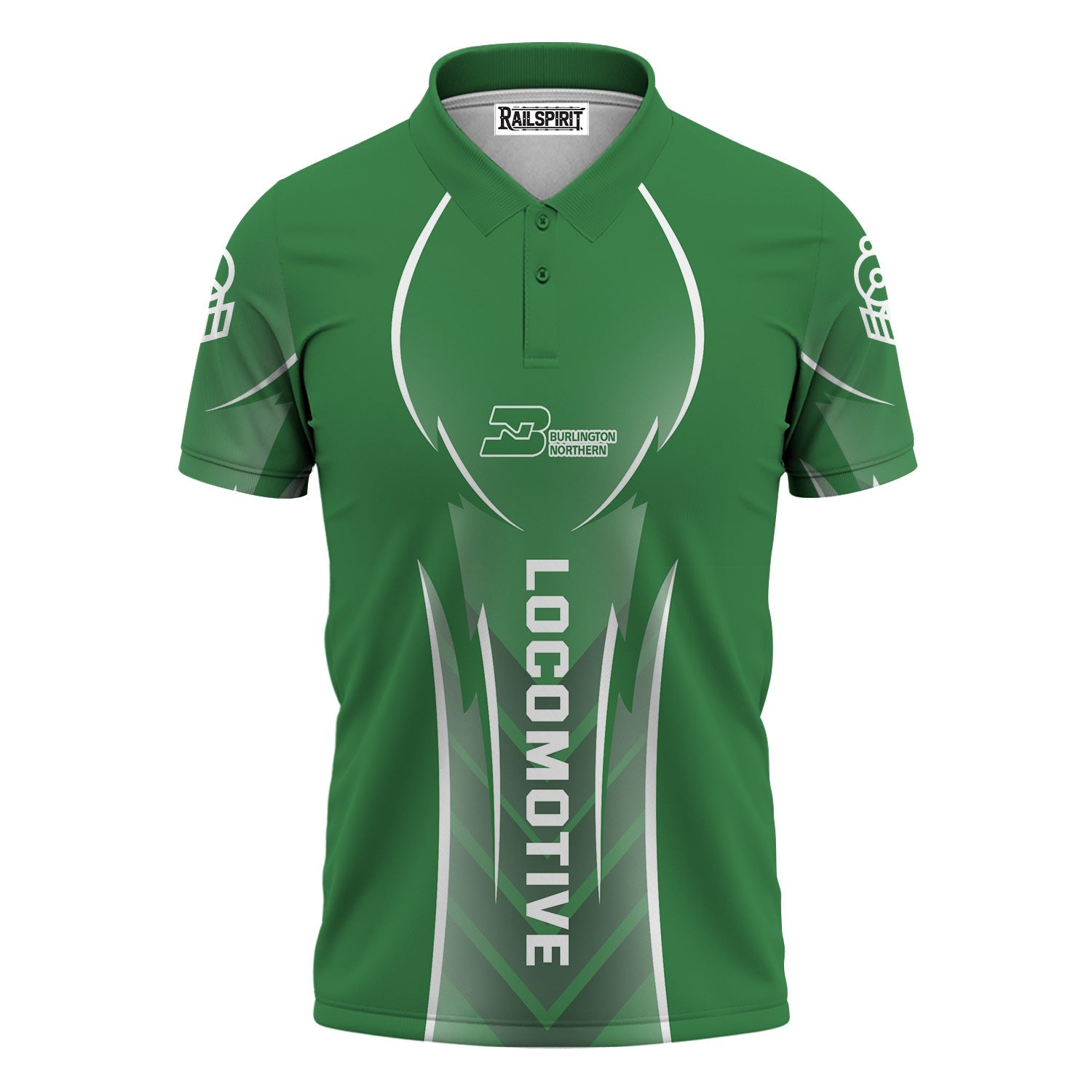 Railspirit Personalized Burlington Northern Railroad Polo Shirt Striking Line Style Train Shirt For Locomotive Lovers