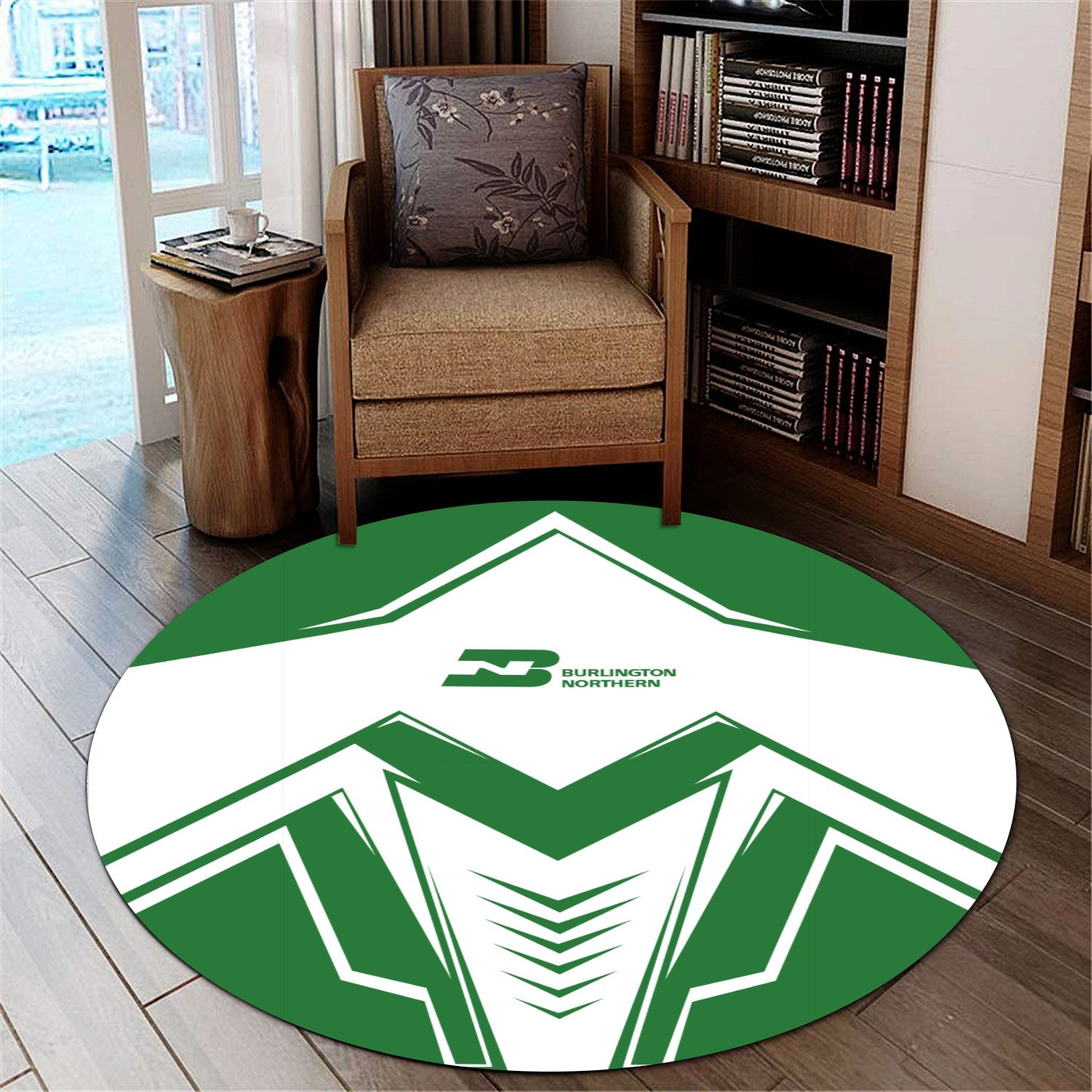 Railspirit Burlington Northern Railroad Round Mat Railway Trainspotter Style Mat Gift Idea For Foamers