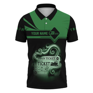 Railspirit Custom Name Burlington Northern Railroad Polo Shirt American Train Ticket Printed Shirt