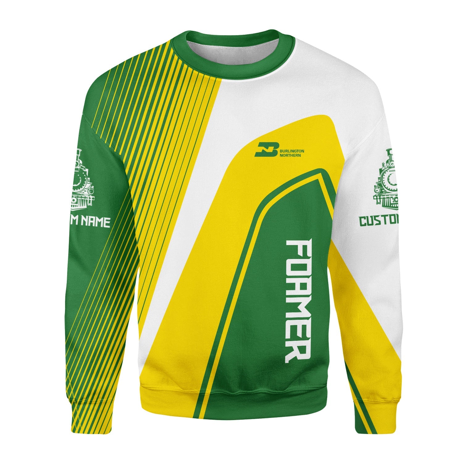 Railspirit Personalized Burlington Northern Railroad Sweatshirt Vibrant Striking Style Shirt For Rail Enthusiasts