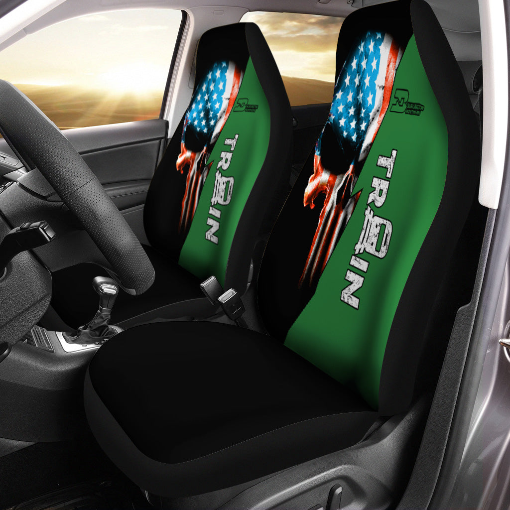 Railspirit Burlington Northern Railroad Car Seat Cover Train Skull American Flag Style Seat Cover