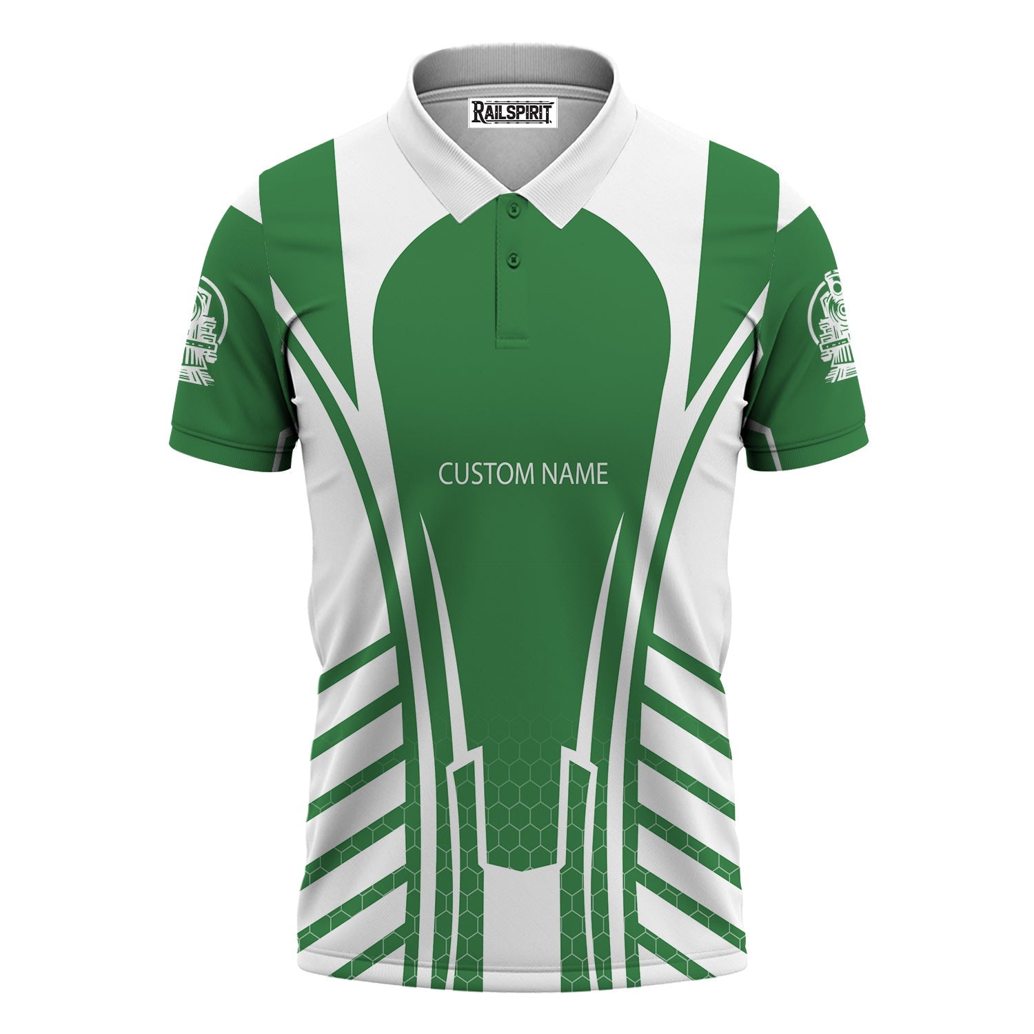 Railspirit Personalized Burlington Northern Railroad Polo Shirt Striped Railroad Style Train Shirt All Over Print